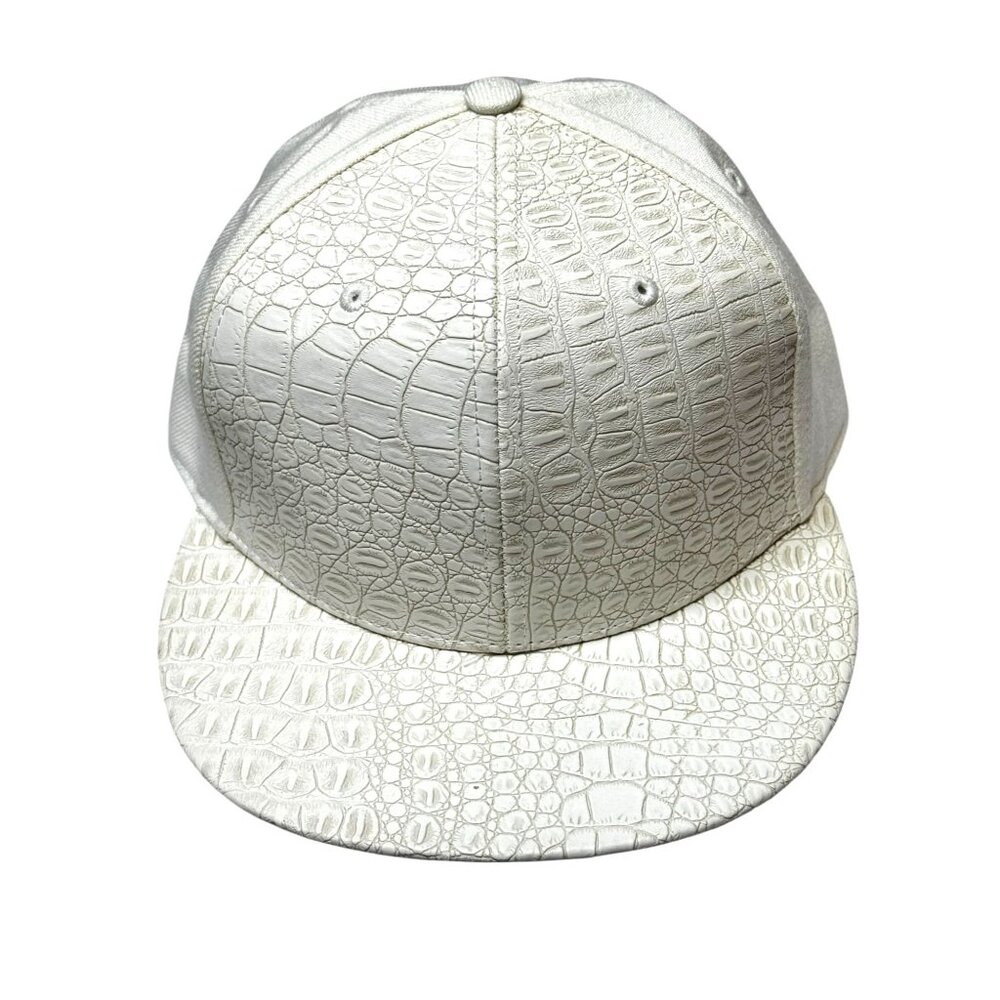 Finish Line Athletics Ivory Crocodile Embossed Fitted Hat 7 3/8